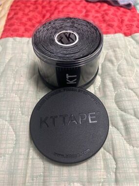 KT Tape Athletic Kinesiology Tape Black uncut in protective plastic round case